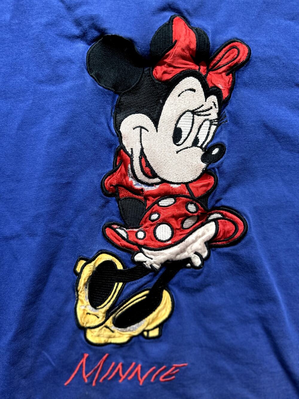 Vintage Disney Minnie Mouse Blue Graphic T-Shirt Embroidered Top Sz S